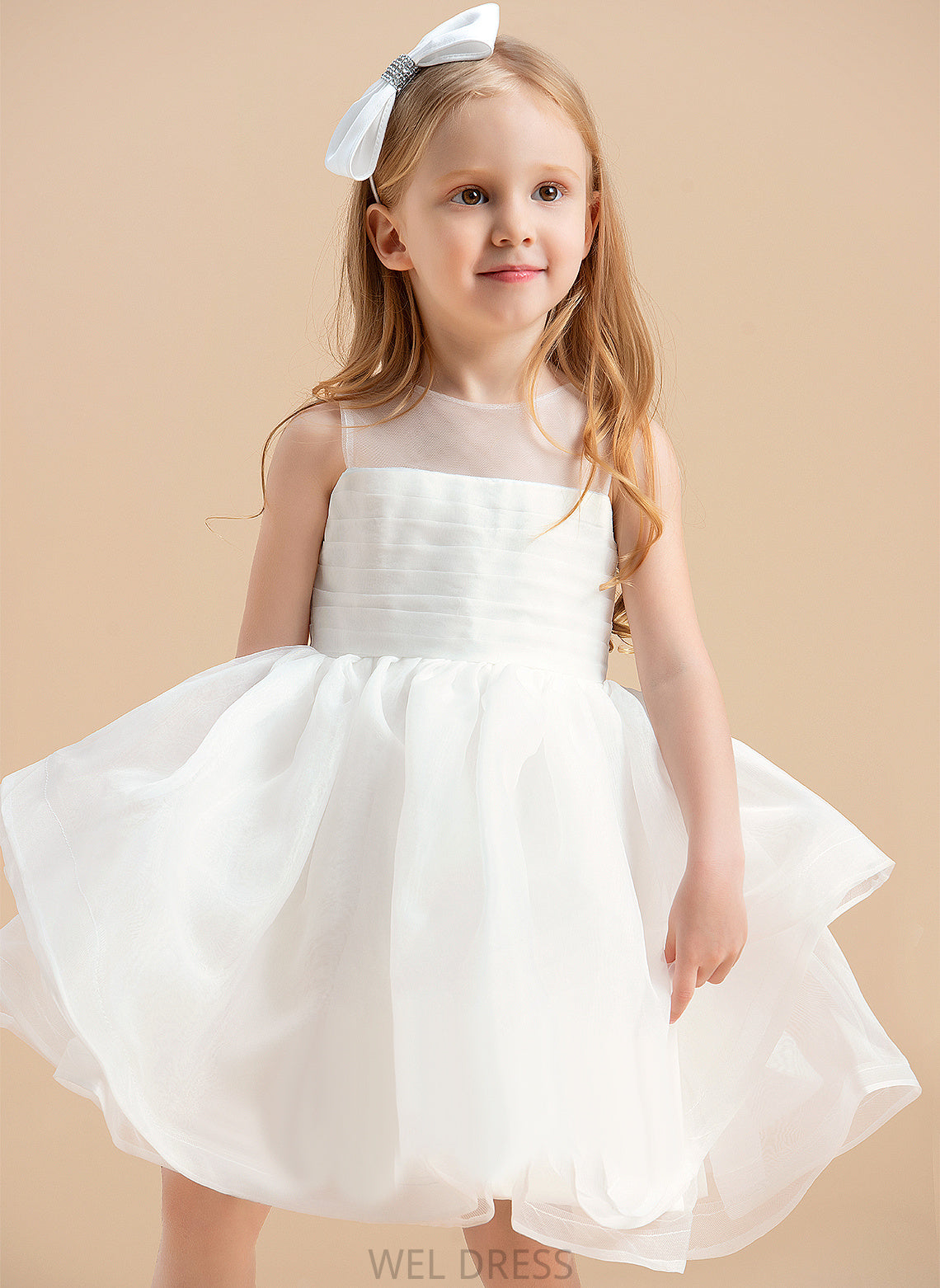 - Dress Organza Back V Scoop Girl Flower Knee-length Ball-Gown/Princess Flower Girl Dresses With Erica Sleeveless Neck