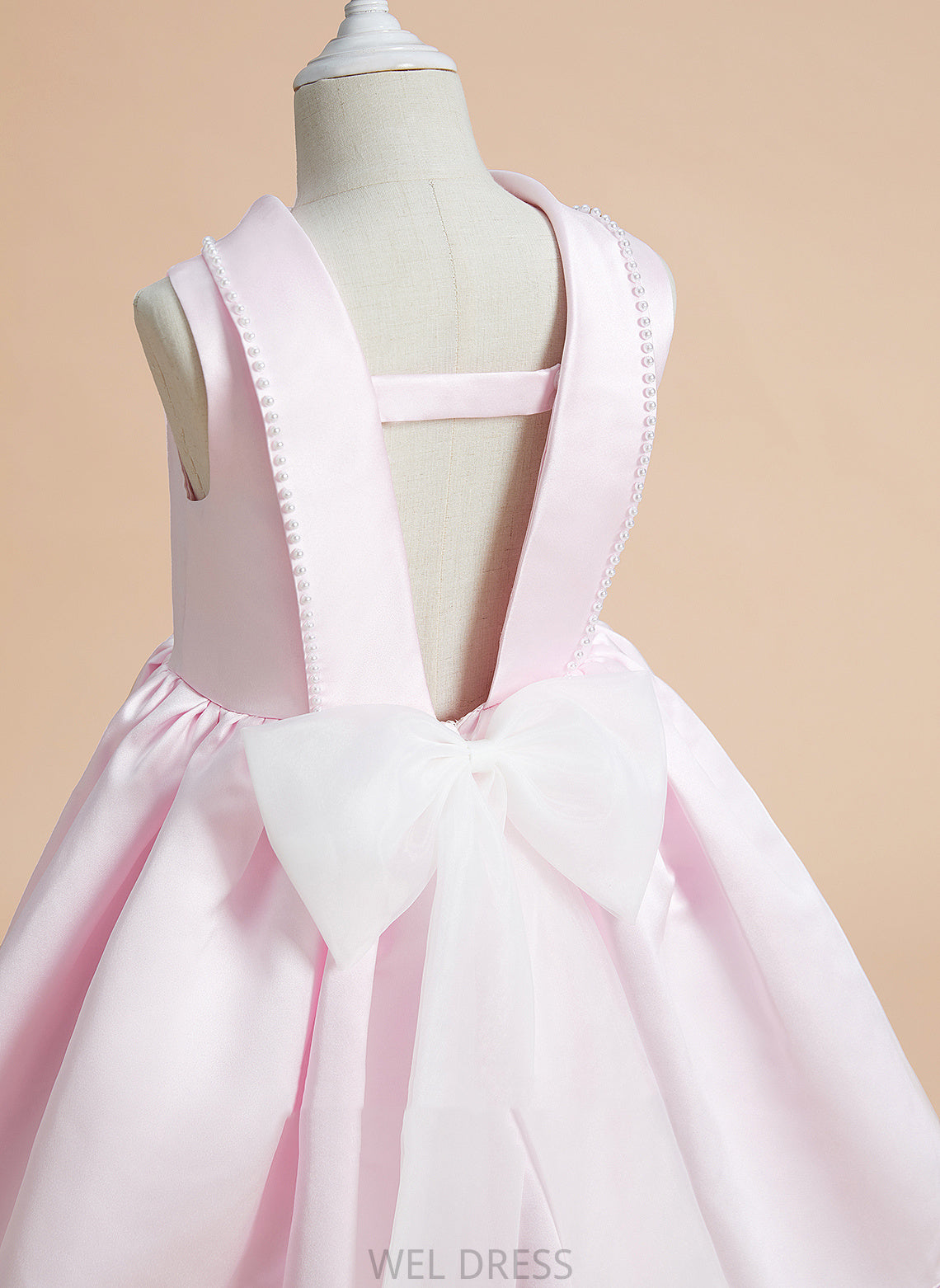 Flower Girl Dresses Scoop Neck Knee-length Girl A-Line With Sleeveless Satin Beading/Bow(s) Dress Flower - Tori