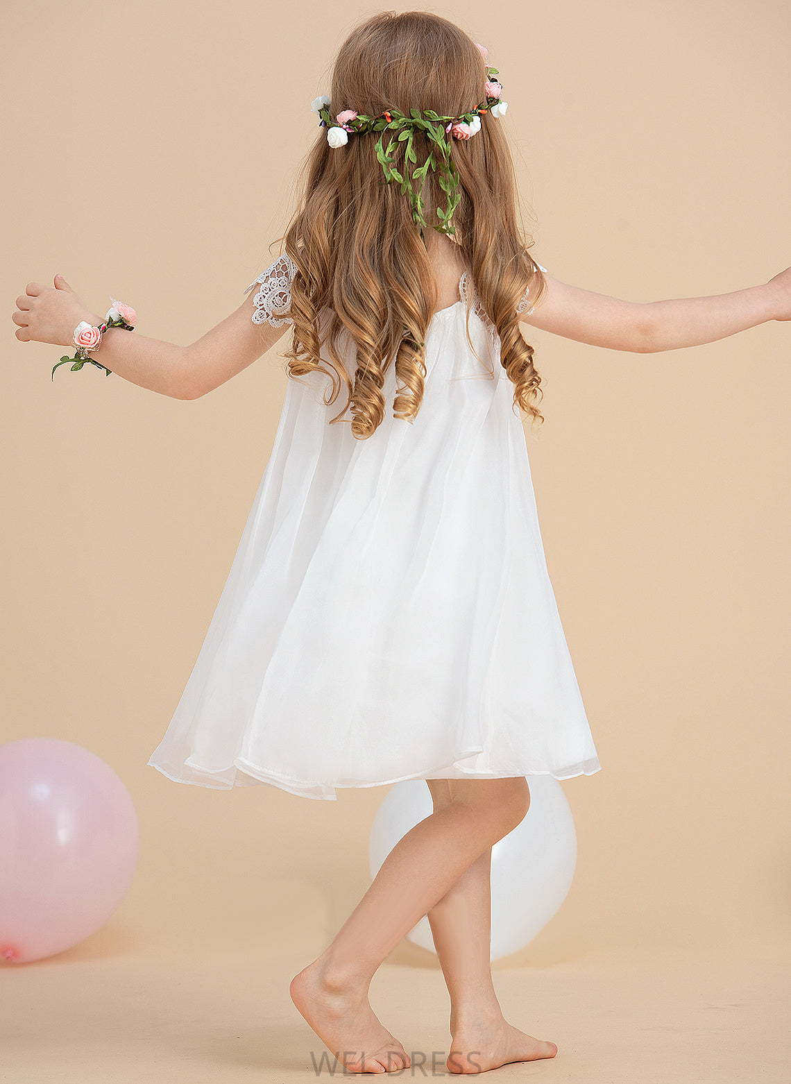 Chiffon A-Line/Princess Flower Girl Dresses With Dress Flower Millicent Scoop Neck Tea-length Lace Girl - Sleeveless