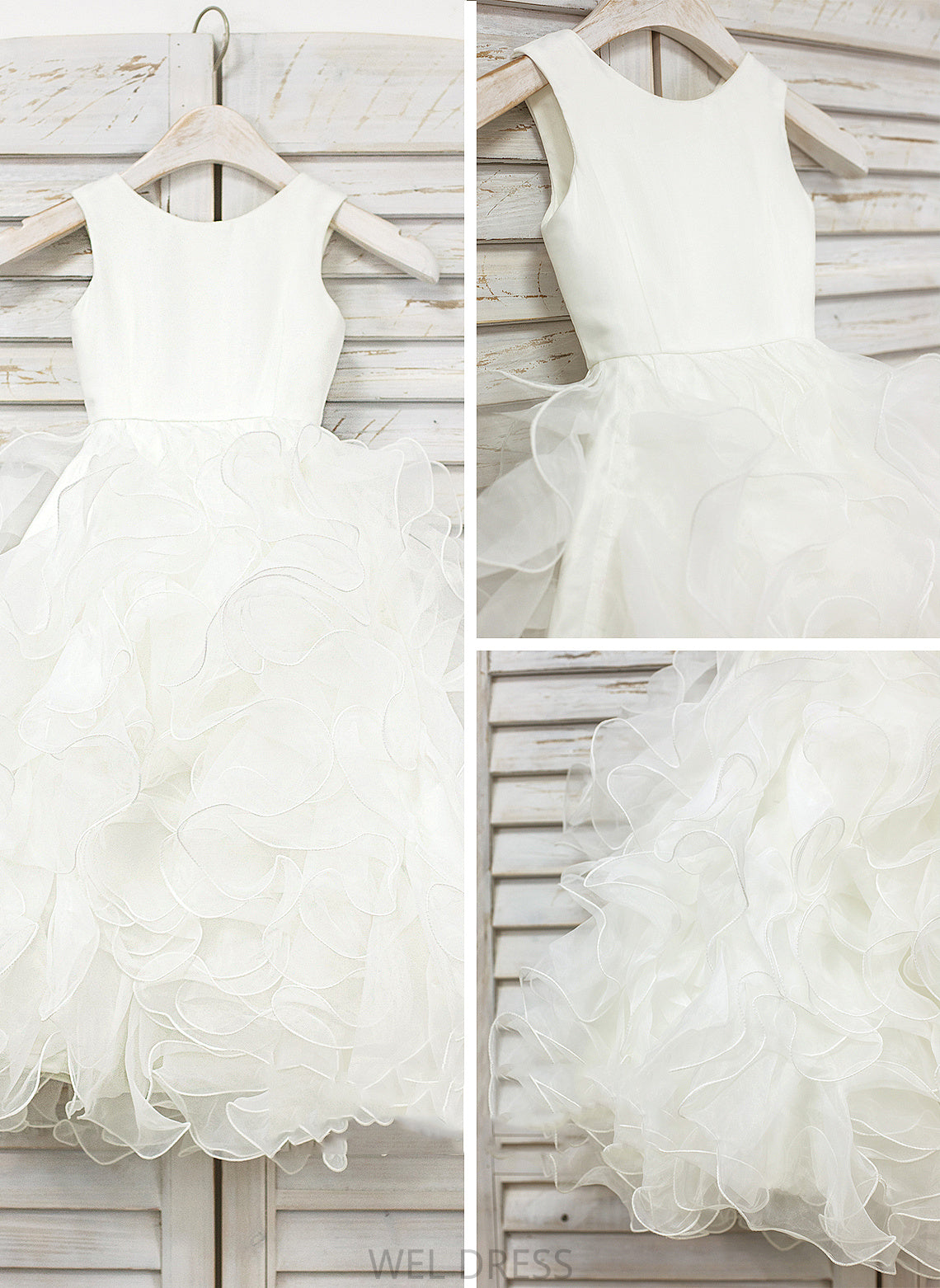 Ariana Organza Flower Girl Dresses Dress Flower Neck With Scoop Ball Girl Gown Sleeveless Ruffles - Floor-length