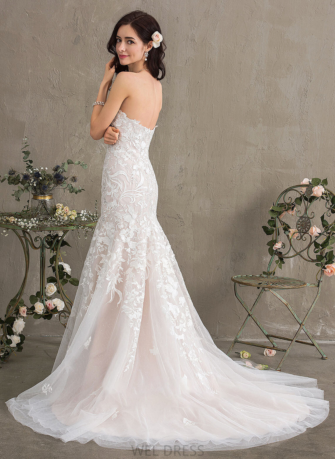 Haleigh Wedding Dress Lace Sweetheart Trumpet/Mermaid Wedding Dresses Train Tulle Court