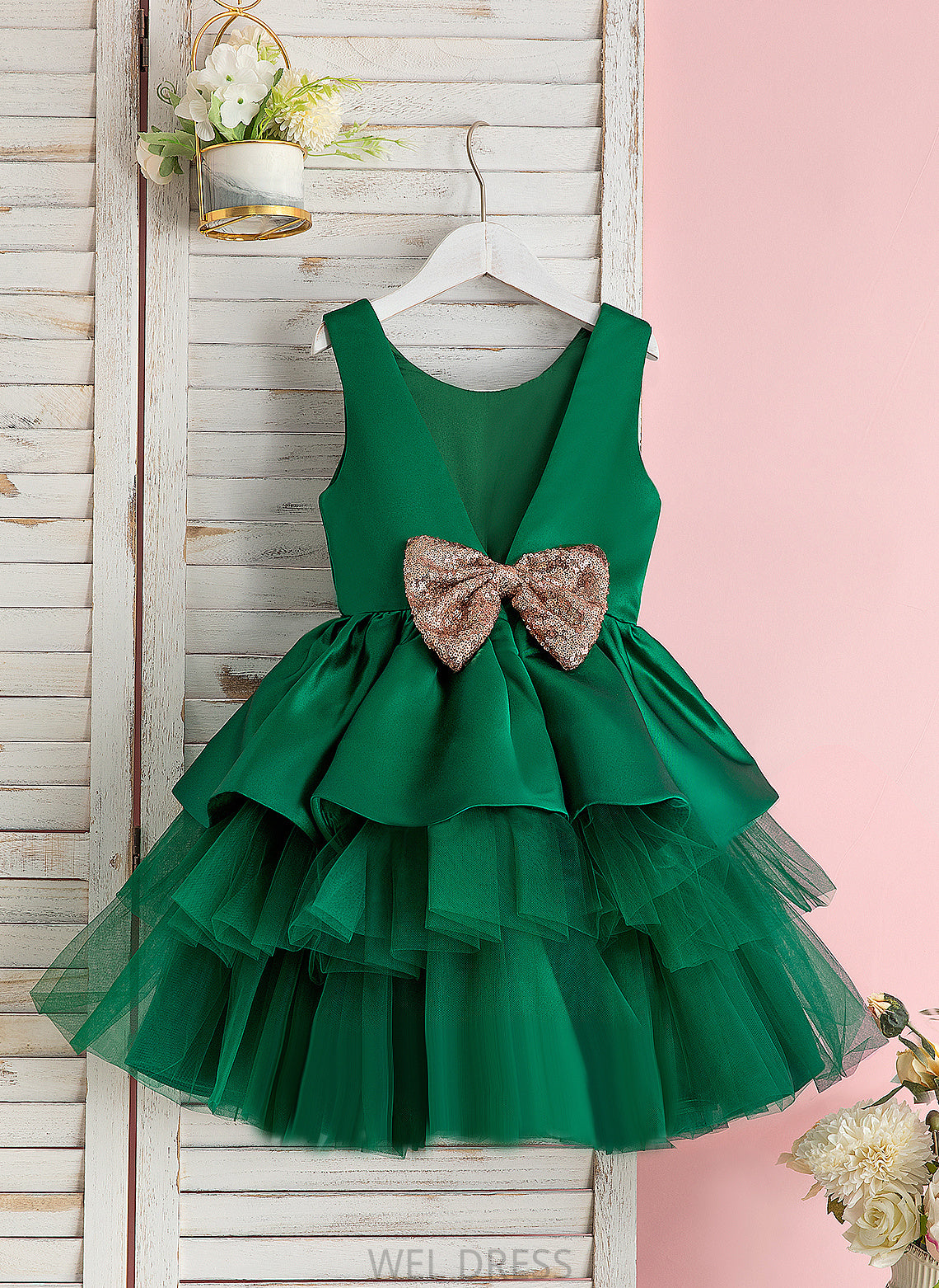 Flower Girl Dresses Girl Neck Ball-Gown/Princess Sleeveless - Tulle With Dress Bow(s) Yasmin Flower Scoop Knee-length