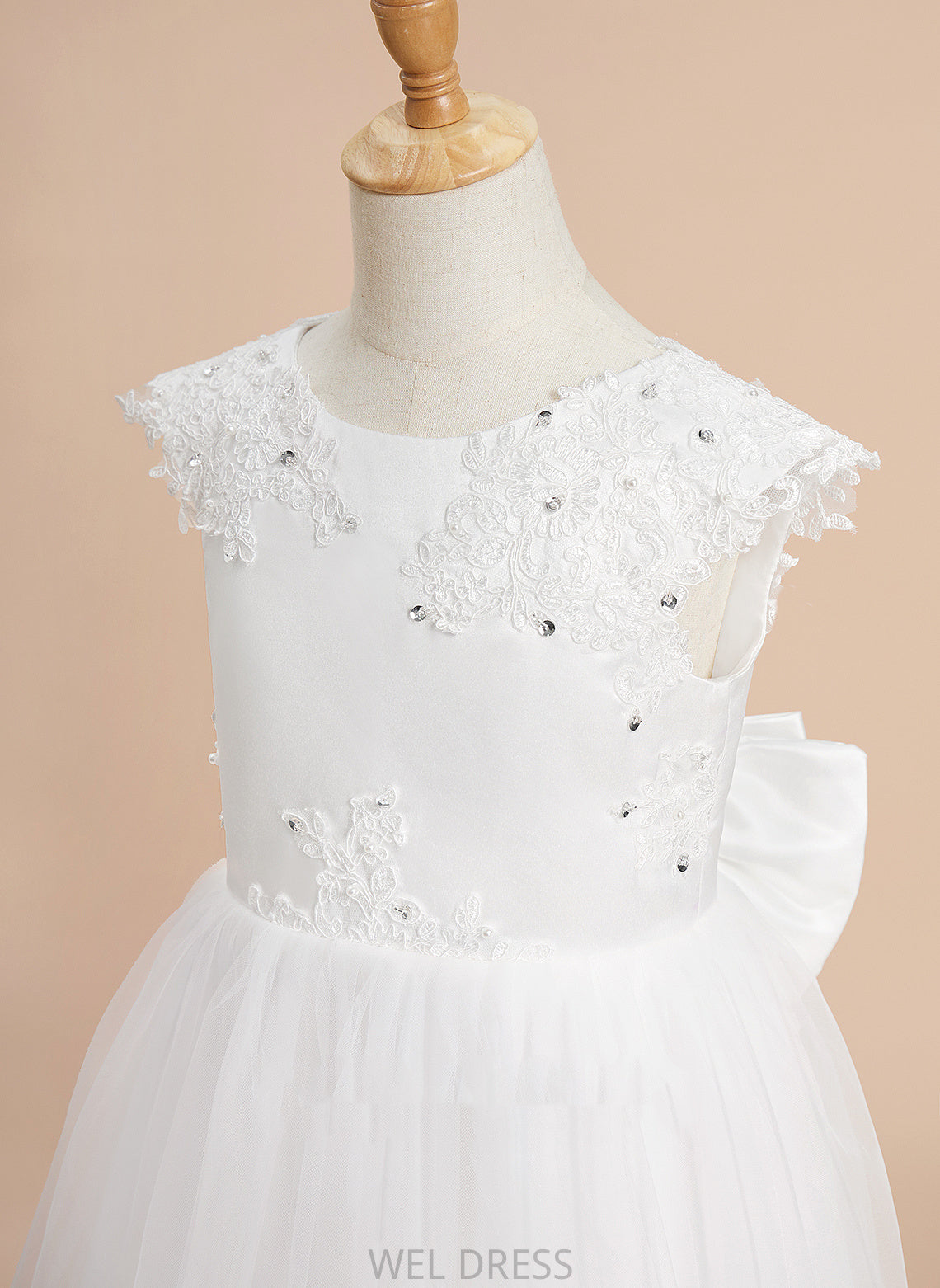 Neck Julianna A-Line Sleeveless Dress Beading/Sequins/Bow(s) - Knee-length Girl With Flower Girl Dresses Tulle Flower Scoop