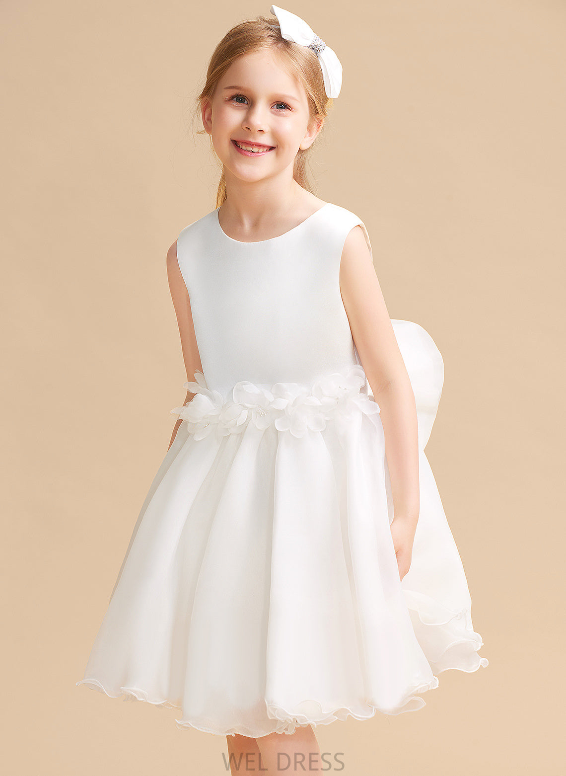 Sleeveless Flower Girl - Flower Girl Dresses Scoop Dress Neck A-Line Organza Donna Knee-length