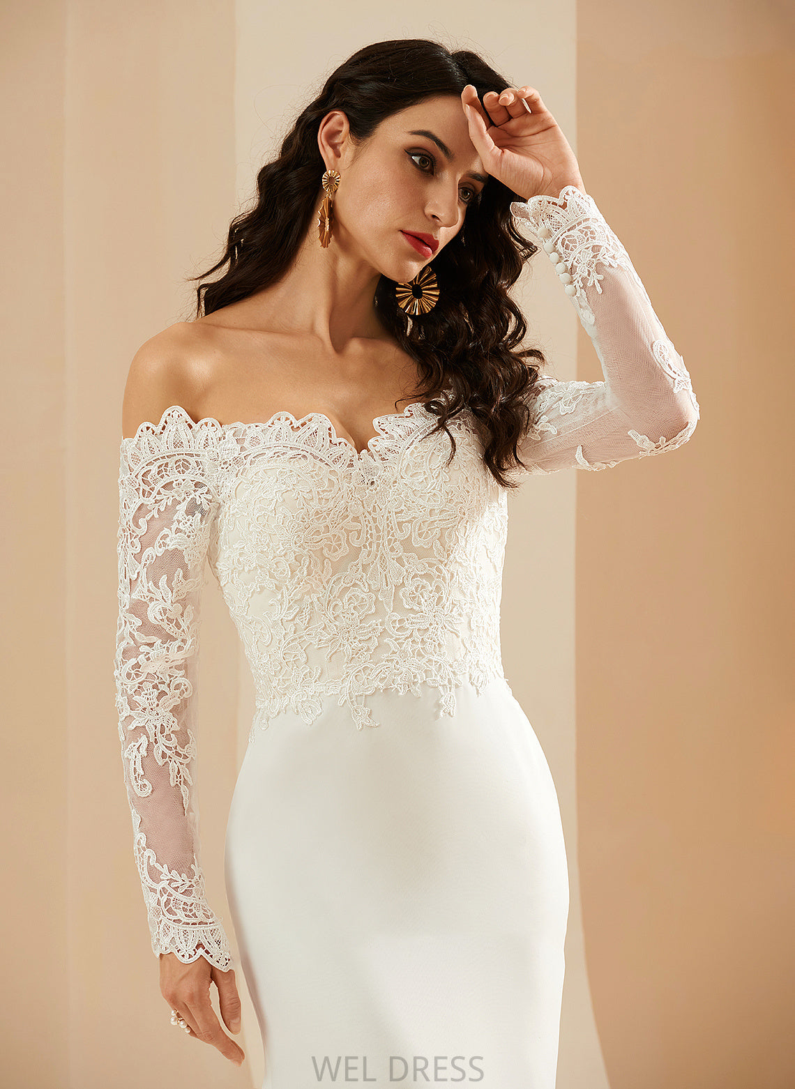 Off-the-Shoulder Dress Trumpet/Mermaid Jaslyn Wedding Lace With Wedding Dresses Court Train