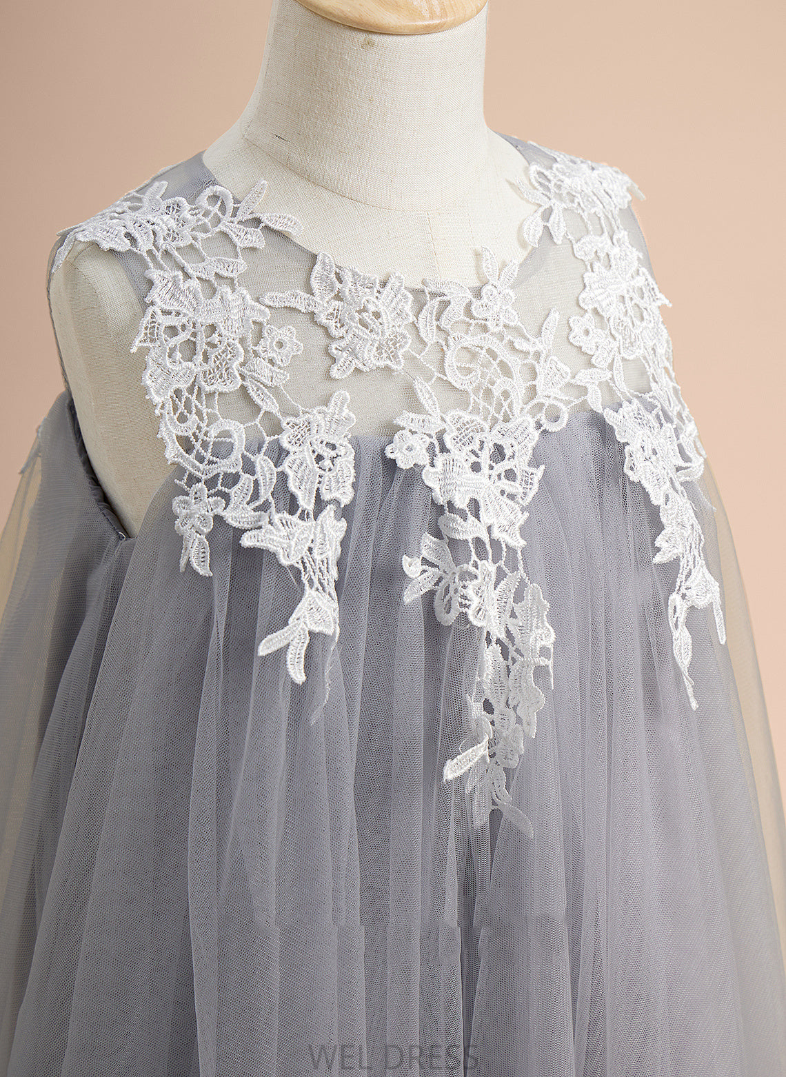 Scoop - With Lace Tulle Sleeveless A-Line Neck Flower Girl Dress Knee-length Flower Girl Dresses Nancy