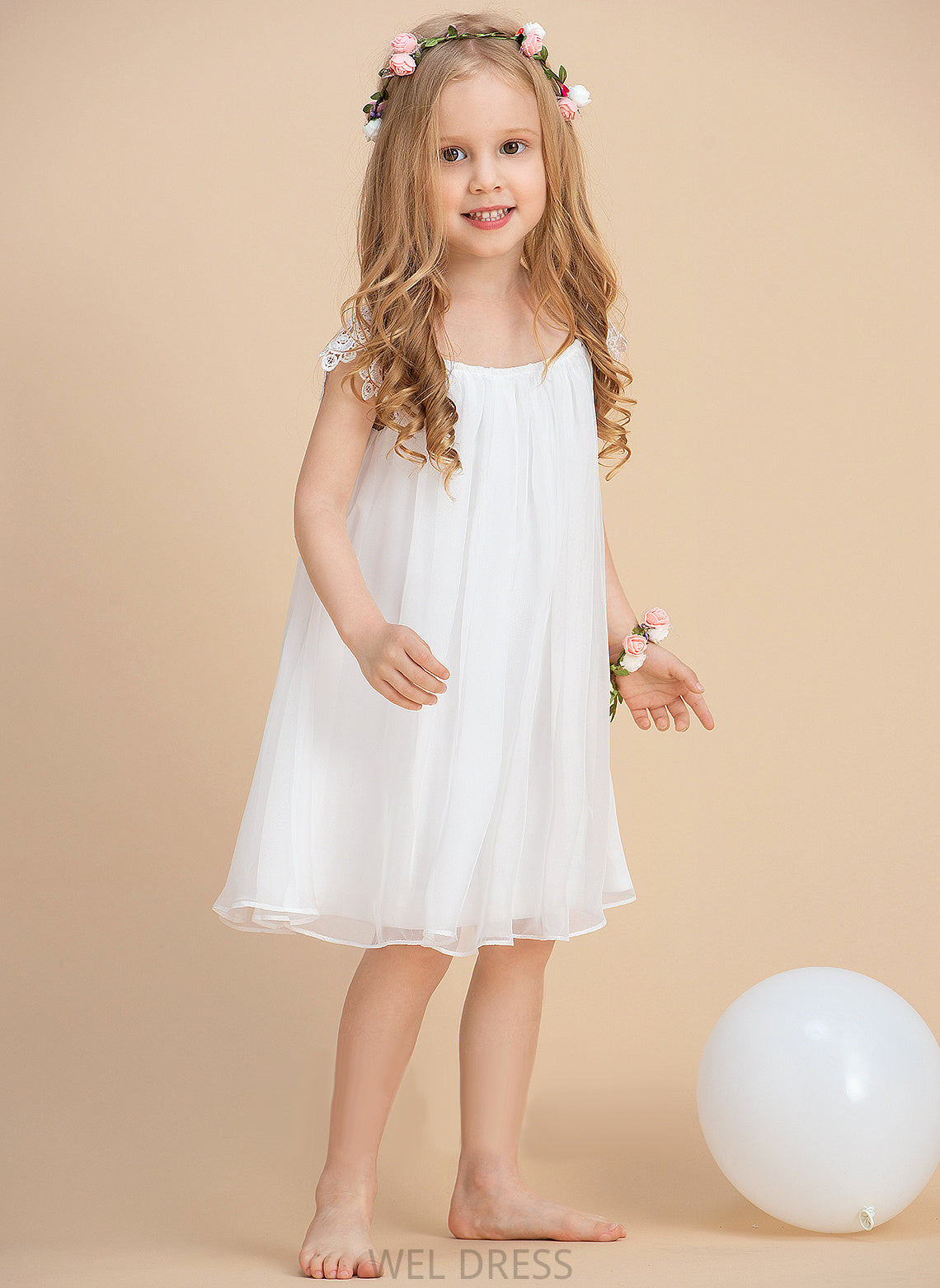 Chiffon A-Line/Princess Flower Girl Dresses With Dress Flower Millicent Scoop Neck Tea-length Lace Girl - Sleeveless