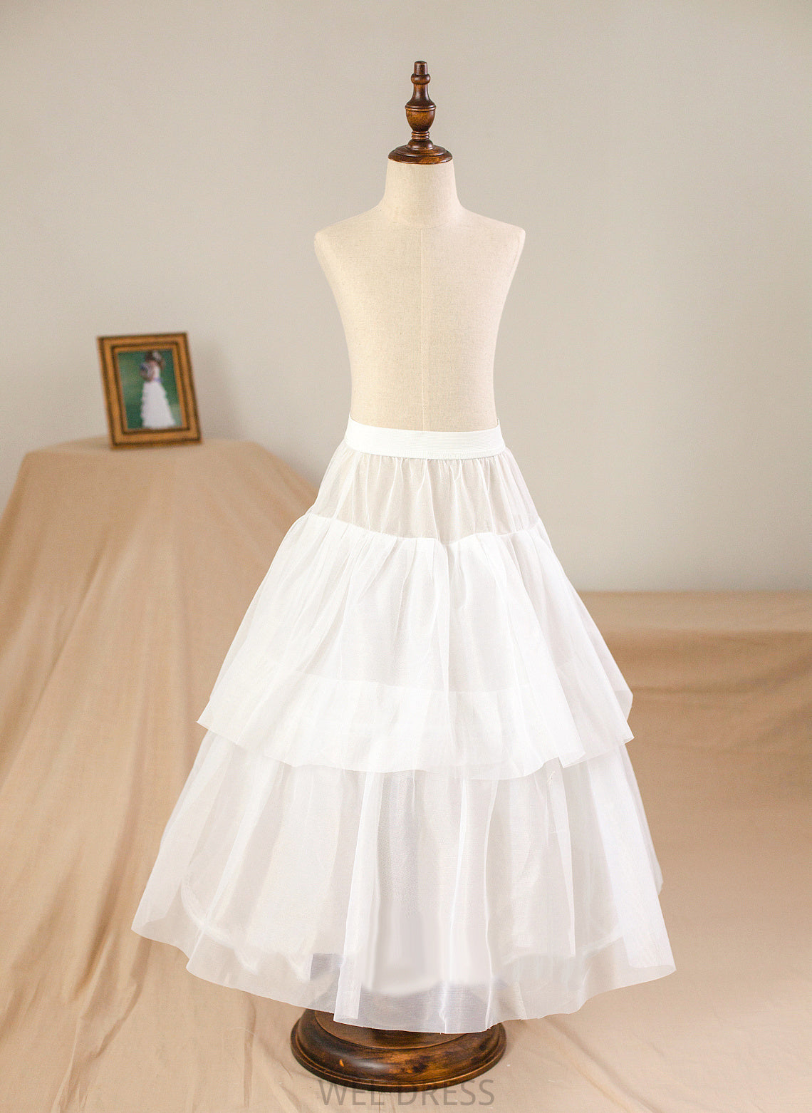 NOT Tulle Ball-Gown/Princess Dress Flower Girl Dresses Neck included) Floor-length Sleeveless - Reyna With Flower Beading (Petticoat Girl Scoop