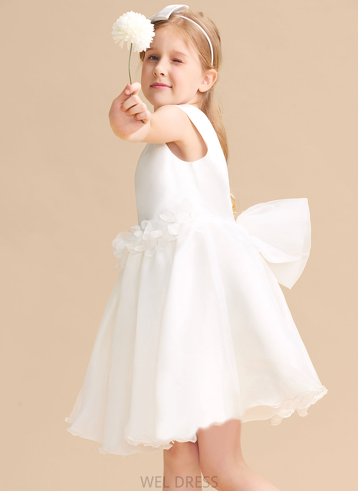 Sleeveless Flower Girl - Flower Girl Dresses Scoop Dress Neck A-Line Organza Donna Knee-length