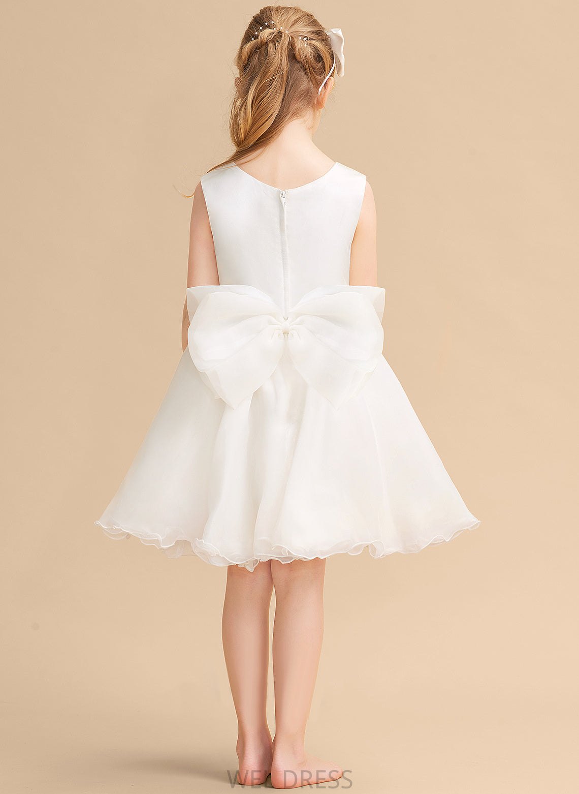 Sleeveless Flower Girl - Flower Girl Dresses Scoop Dress Neck A-Line Organza Donna Knee-length