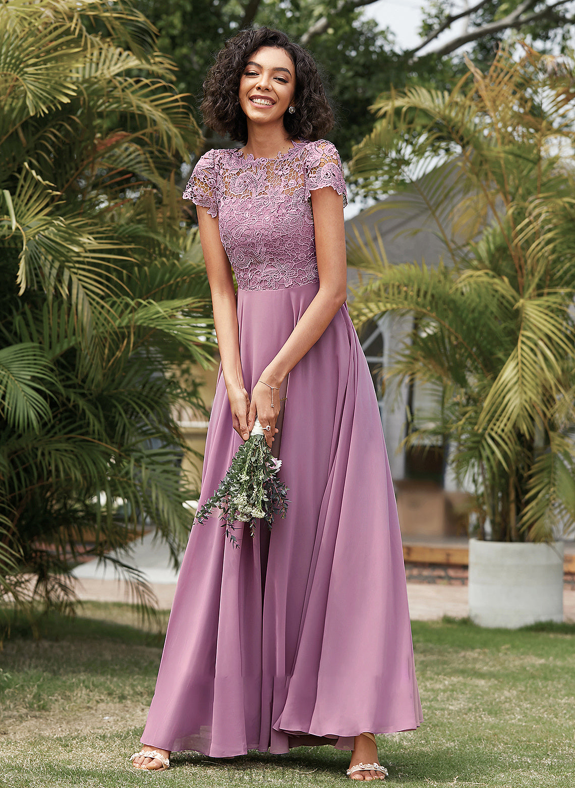 Chiffon With Prom Dresses Lace A-Line Pockets Neck Angelique Floor-Length Scoop