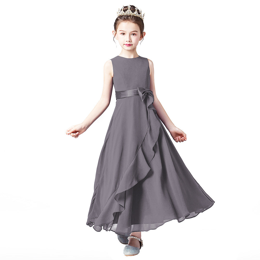 Dark Blue Sleeveless Chiffon Ruffles Flower Girl Dresses