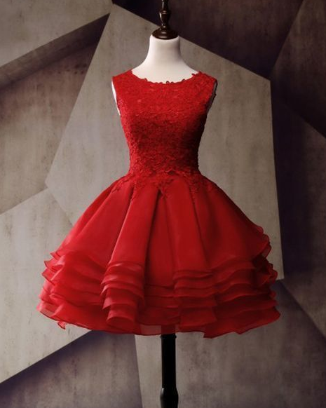 Homecoming Dresses Lace Giselle Applique Junior School Dress Red Graduation Dress CD1101