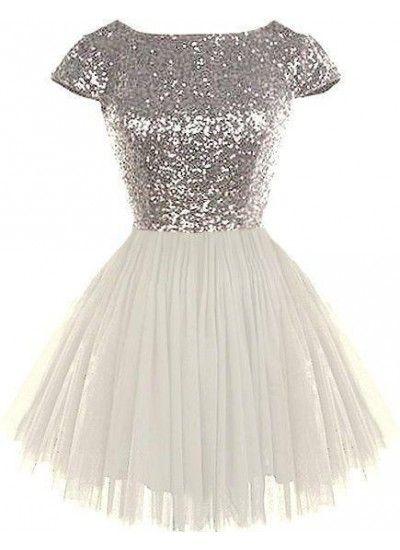 Sequin Short Sleeves A-Line Cute Short Junior 2024 Cheap Sparkle Jaidyn Homecoming Dresses CD2254